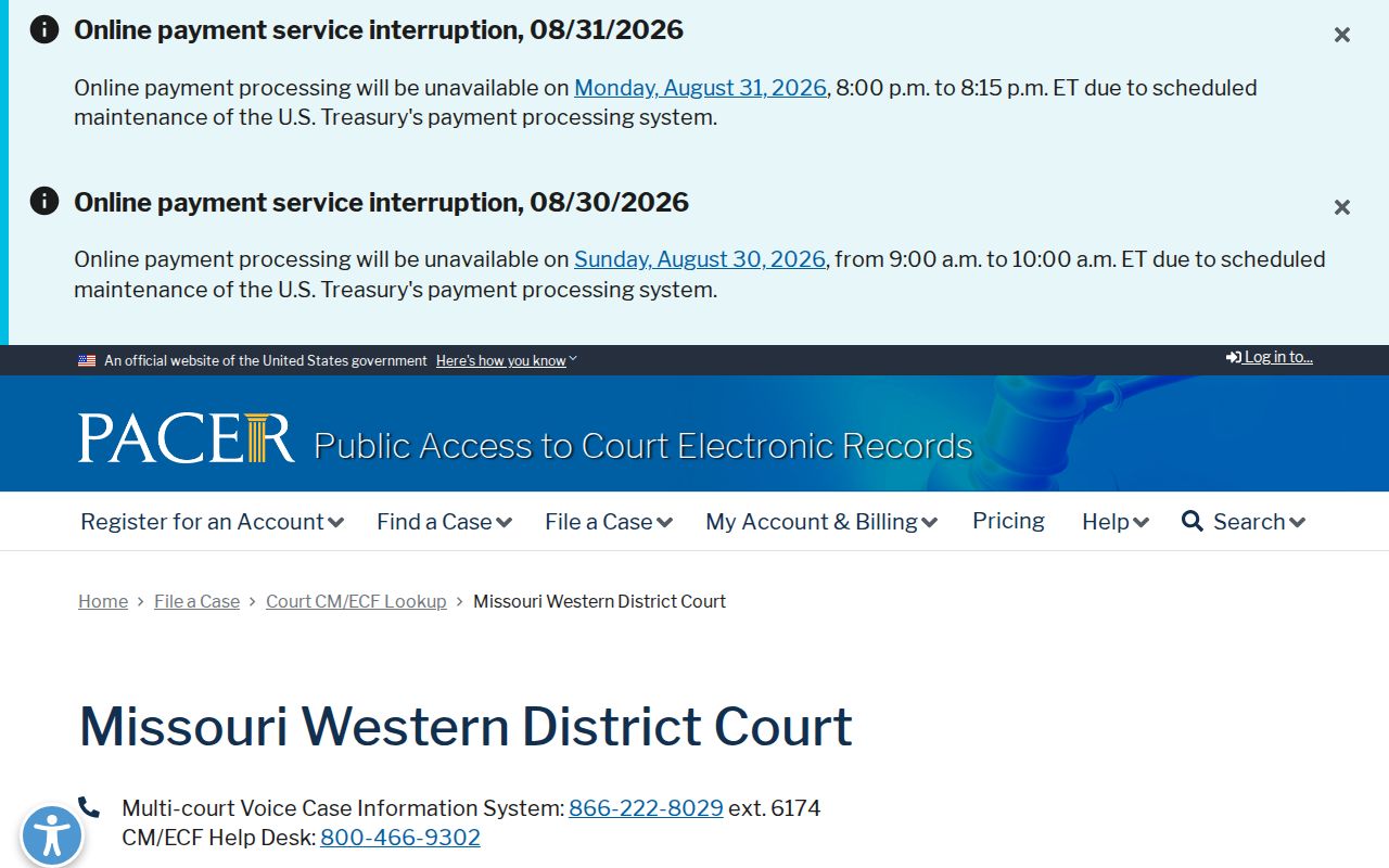 Atchison County docket search source image for PACER Western District lookup