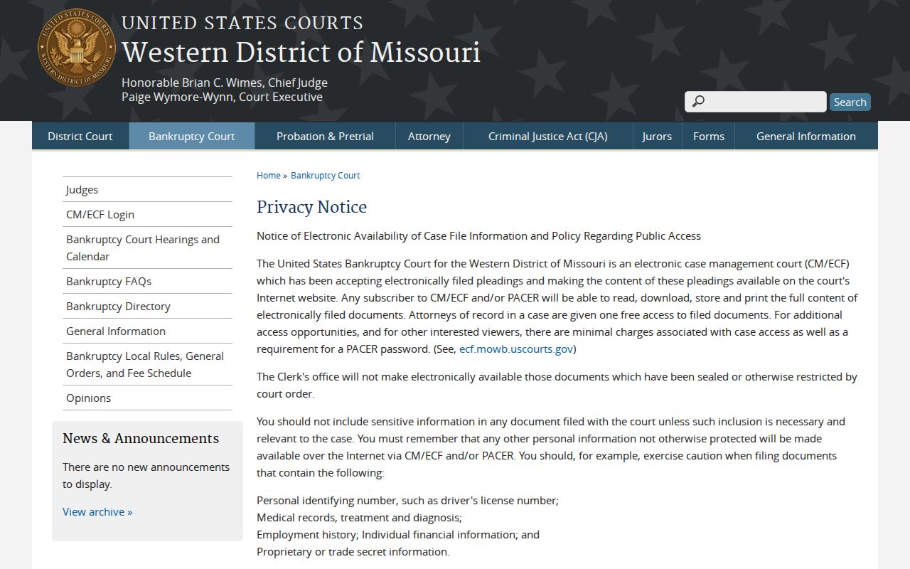 Atchison County civil court dockets source image for Western District privacy notice