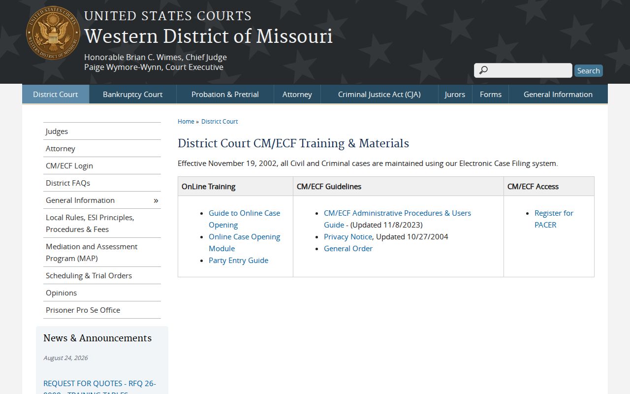 Atchison County civil court dockets source image for Western District ECF history