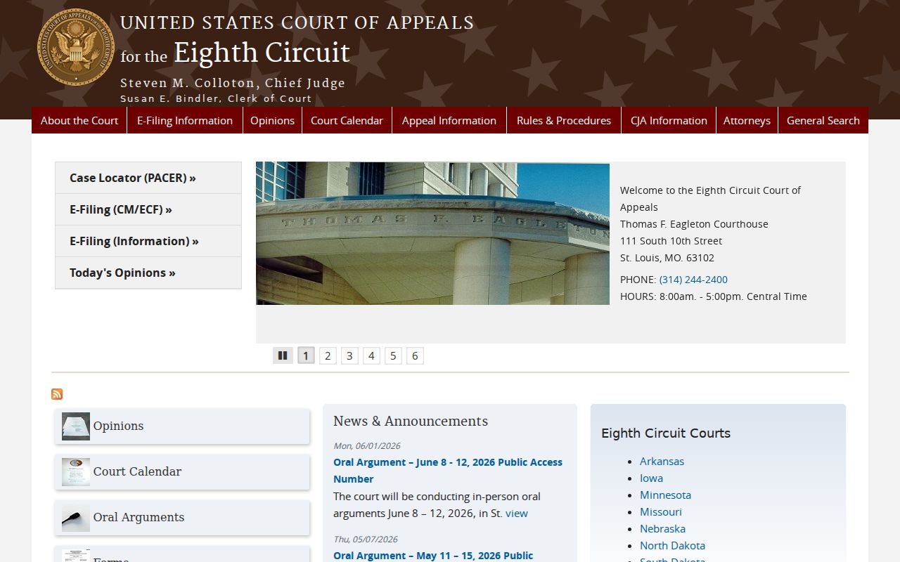 Atchison County court schedule source image for the Eighth Circuit
