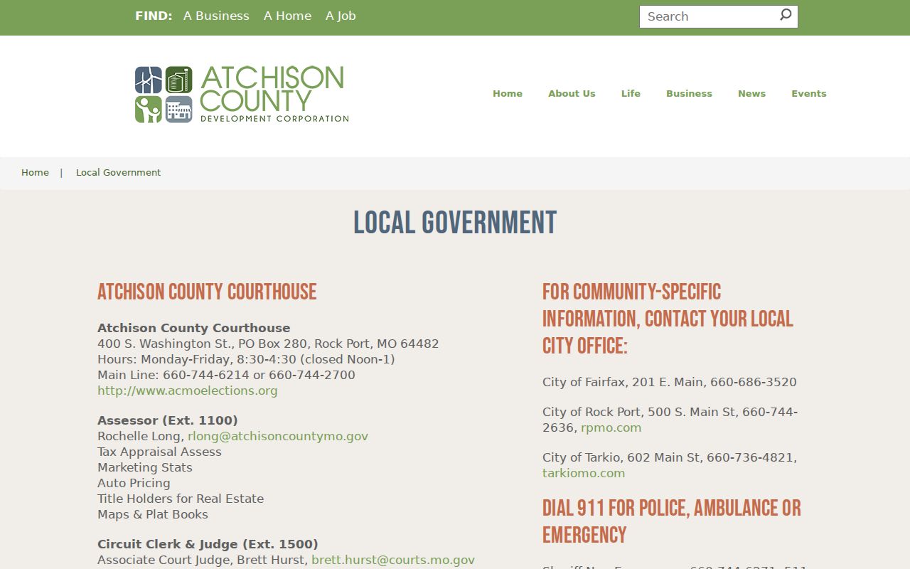 Atchison County Fairfax court records government directory contact listing