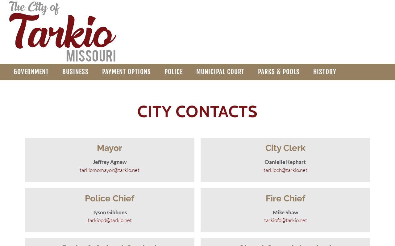 Atchison County Tarkio court records city hall contact information